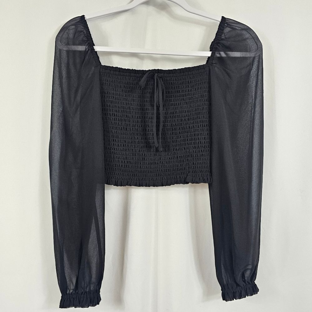 Aritzia Wilfred Smocked Blouse in Black - Size S